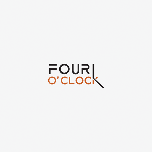 Clock logo with the title 'Four o' clock - Brand Logo Design'