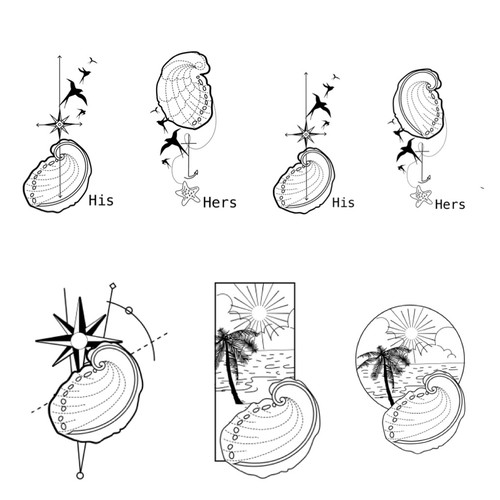 Shell design with the title 'ABLONE SHELL -Simple tattoo design'