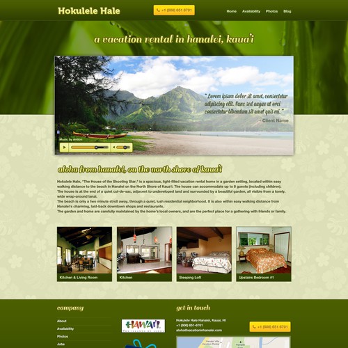 Green website with the title 'Hokulele needs a new website design'