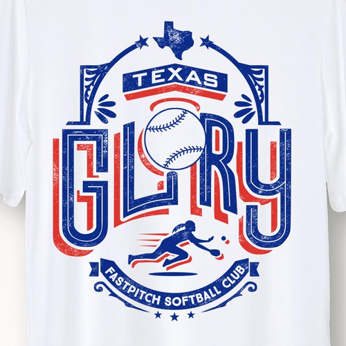 Baseball design with the title 'Texas Glory Softball club'