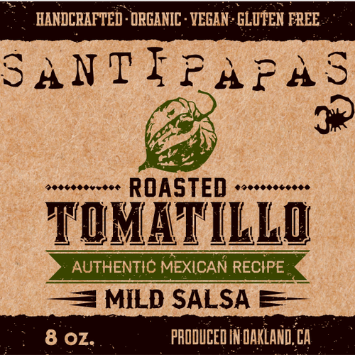 Tomato label with the title 'Label for Santipapas salsa'