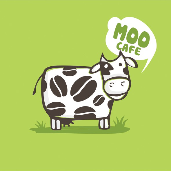 Cow design with the title 'Cute logo for cafe'