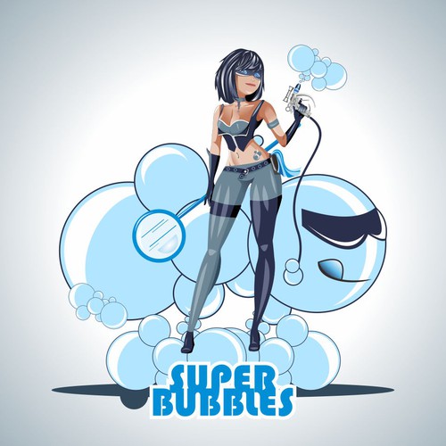 Superhero artwork with the title 'super bubbles'
