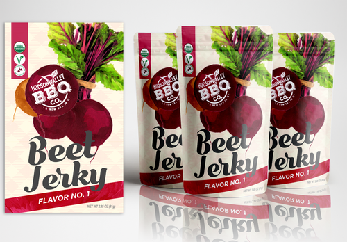 Vegan label with the title 'Vegan Beet Jerky Label'