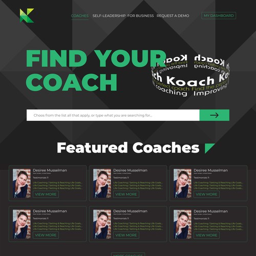 Interactive website with the title 'Website design for coaching company'