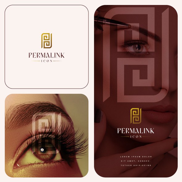 Gold logo with the title '"Permalink" Logo design'