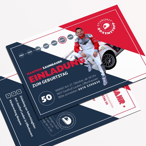 Navy design with the title 'Birthday Invitation Card'