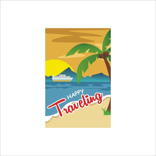 Travel illustration with the title 'Design line backer card'