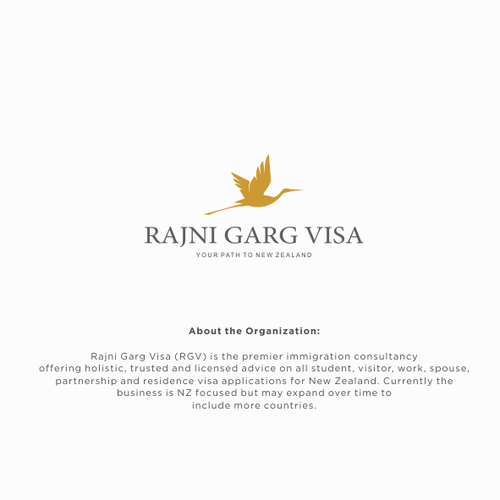 White brand with the title 'Rajni Garg Visa logo'