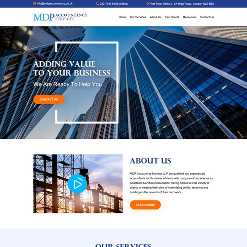 Unique website with the title 'MDP Accountancy Services LLP'