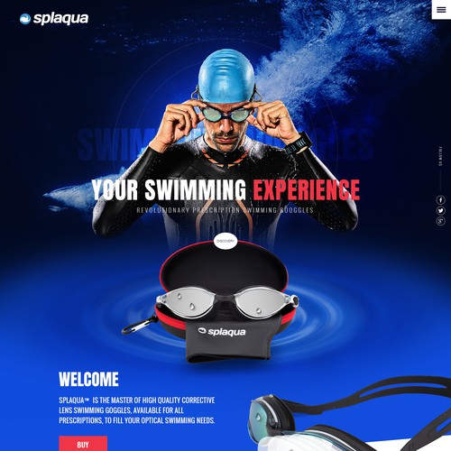 Product website with the title 'Swimming goggles'