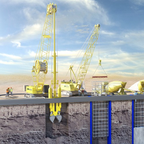 Factory design with the title 'Geotechnical Construction technical drawling'