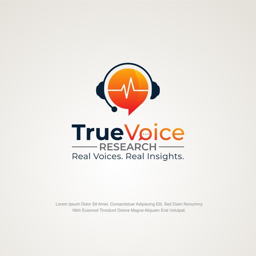 Music production logo with the title 'TrueVoice Research Logo Design'