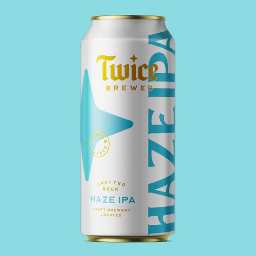 Creative label with the title 'Twice Brewed IPA'