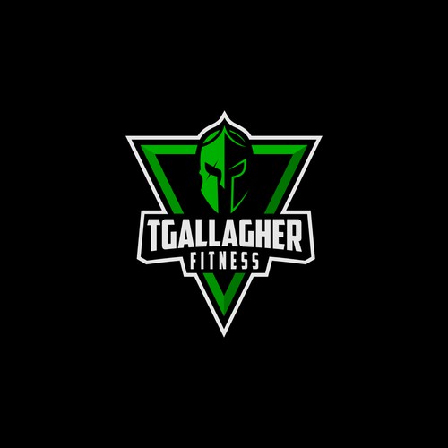 Spartan helmet logo with the title 'Won design for Tgallagher Fitnees'