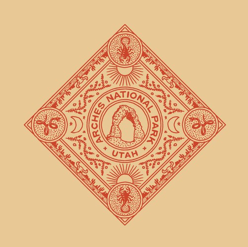 Desert design with the title 'Oso Supply Co. Bandana Design'