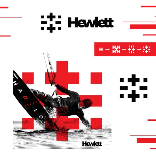 Plus logo with the title 'Bold, modern and powerful logo for kiteboarding company Hewlett'