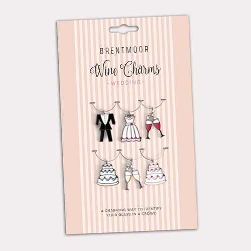 Gadget design with the title 'Back card for wedding themed wine charms'