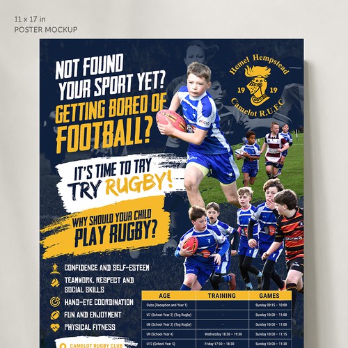 Design with the title 'Rugby theme poster'