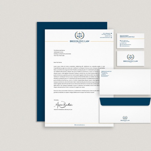 Envelope design with the title 'Logo and Stationery Bundle Created for a Law Firm'