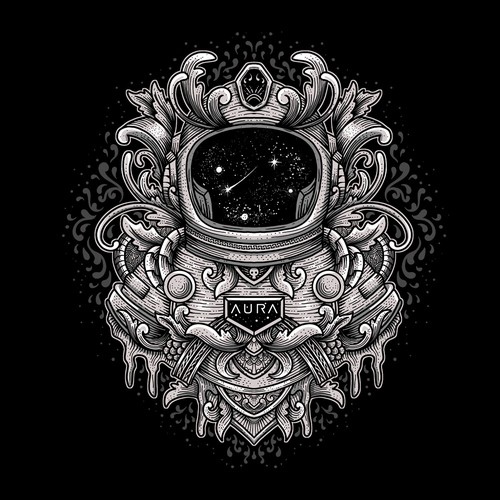 Astronaut t-shirt with the title 'T-shirt design concept for AURA'