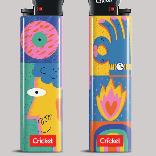 Doodle artwork with the title 'Create illustrations for a limited collection of Cricket Lighters'