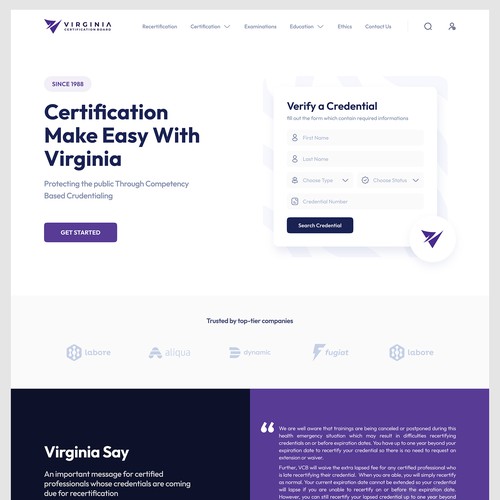 Purple website with the title 'Non-Profit corporation landing page'