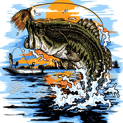 Fish t-shirt with the title 'Bass fishing T-shirt'