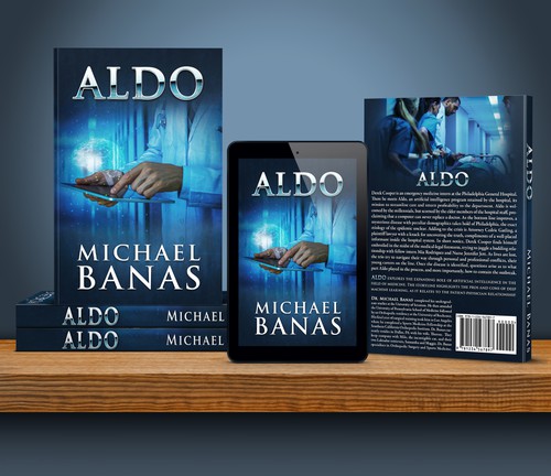 Mystery book cover with the title 'Book cover for the novel ALDO'