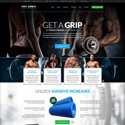Fitness website with the title 'Gym Equipment Website Design Concept'