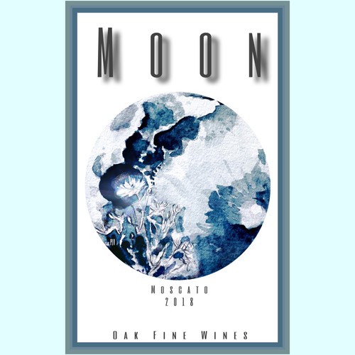 Moonlight design with the title 'Wine label concept art for Oak Fine Wines'