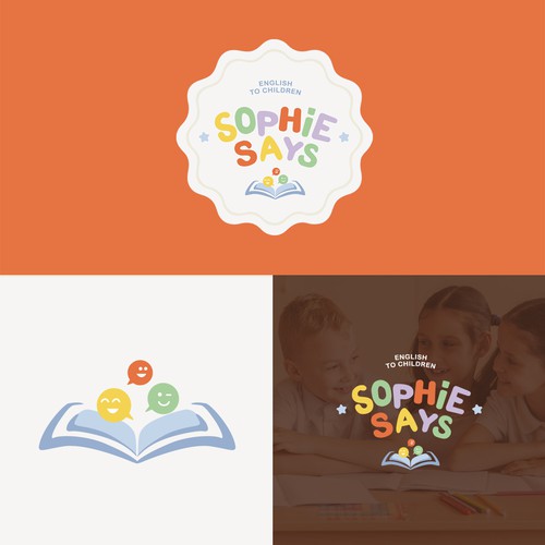 Kindergarten design with the title 'Logo concept: english for kids'