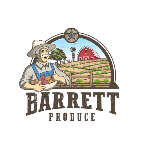 Potato design with the title 'Barrett Produce'