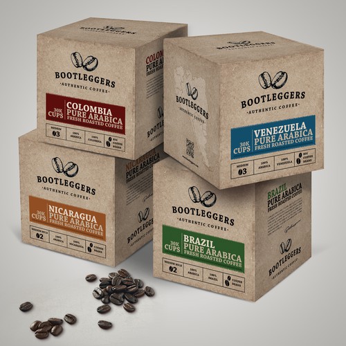 Coffee packaging with the title 'Concept Packaging : Bootleggers coffee'