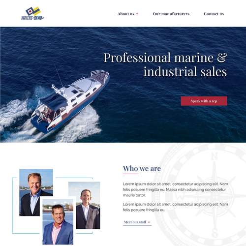 Sales website with the title 'Clean nautical website'