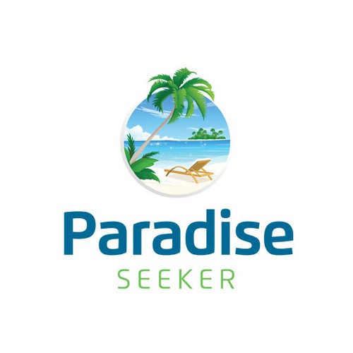 Beach logo with the title 'Create the Paradise Seeker logo'