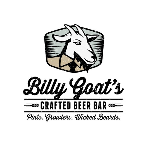Mountain goat logo with the title 'Logo design for Billy Goat's Craft Beer Bar'