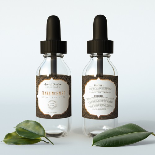 Luxurious label with the title 'Essential Oil Label Design'