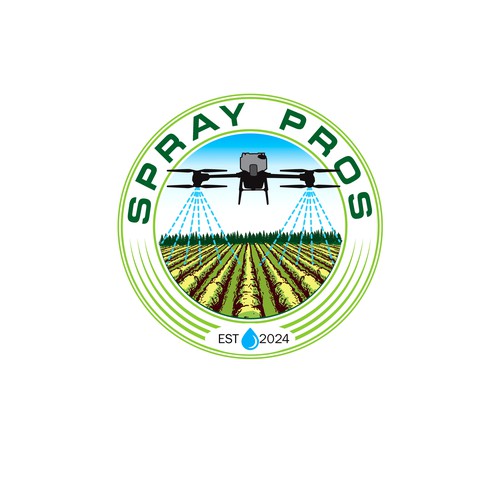 Quadcopter logo with the title 'Industrial Scale Drones for Agriculture and Carbon Footprint Reduction'