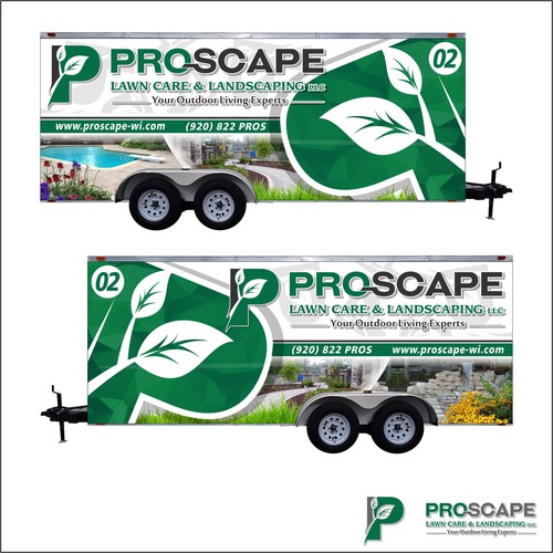 Trailer wrap design with the title 'PROSCAPE VAN WRAP DESIGN'