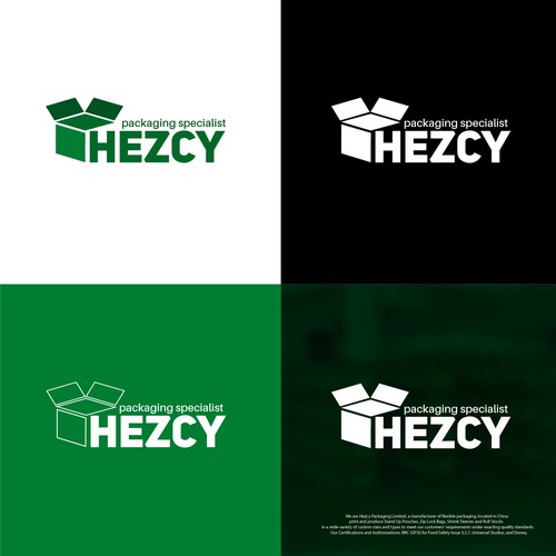 Box brand with the title 'Hezcy Packaging Specialist'
