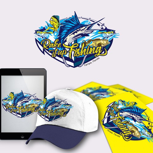 Yacht design with the title 'Fishing Tournament Team Logo'