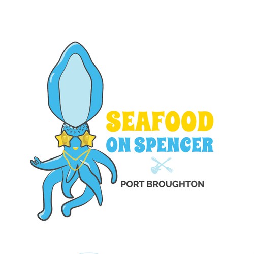 Squid logo with the title 'Seafood on Spencer logo'