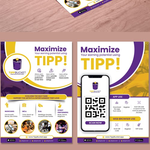 Tips design with the title 'Tippbucket App Flyer'