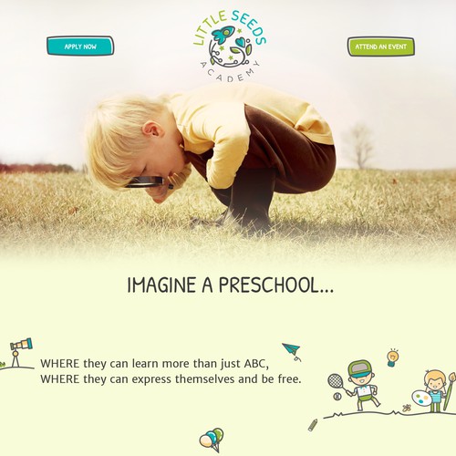 Preschool design with the title 'Striking landing page'