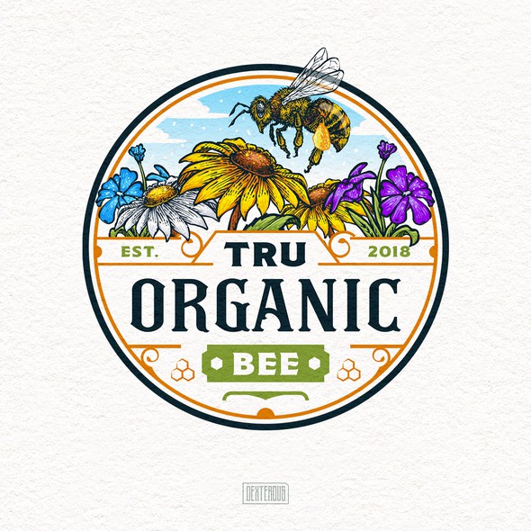 Honeybee design with the title 'Tru Organic Bee Logo'