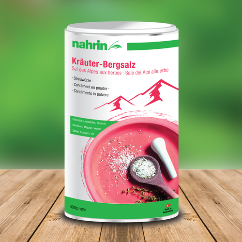 Olive oil label with the title 'Label design proposal for ''Kräuter-Bergsalz'''