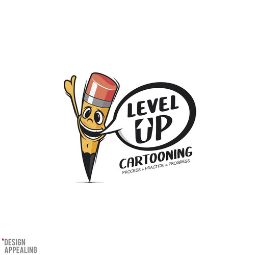 Speech bubble logo with the title 'Cartoonish pencile'
