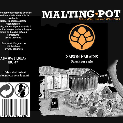 Beer can design with the title 'Malting Pot'