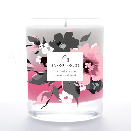 Flower label with the title 'candle label design'